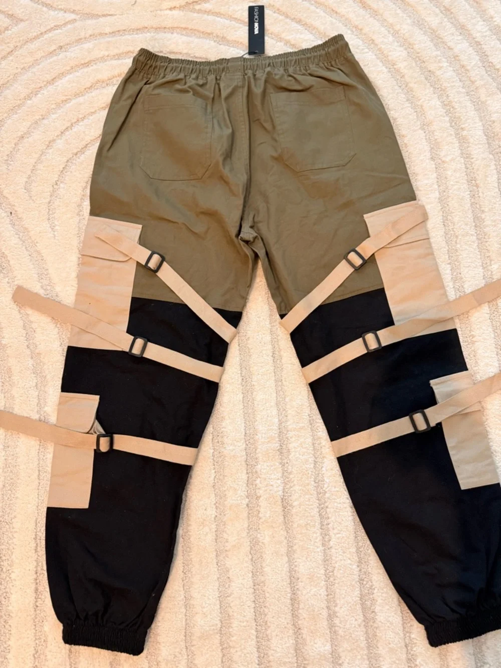 Fashion Nova Olive, Khaki & Black Cargo Pants - Picture 6 of 9